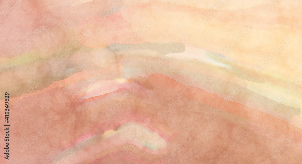 Fototapeta premium Soft watercolor wallpaper. Artistic painting with softly brushed colors. Pastel colors dabbed background. Painted abstract wall art.