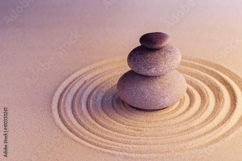 Stones on sand  japanese meditation zen garden