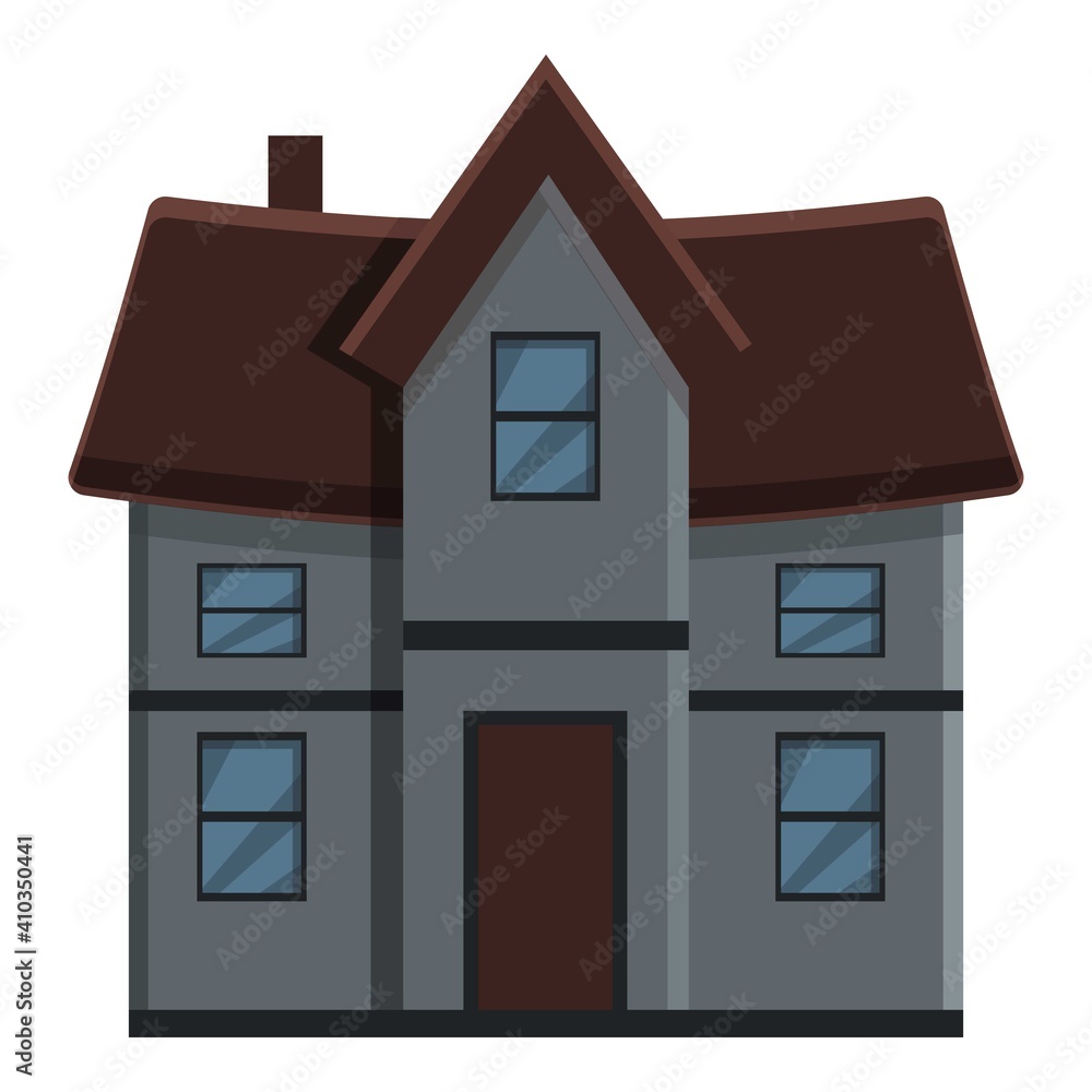 Bat creepy house icon. Cartoon of bat creepy house vector icon for web design isolated on white background Bat creepy house icon. Cartoon of bat creepy house vector icon for web design isolated on white background