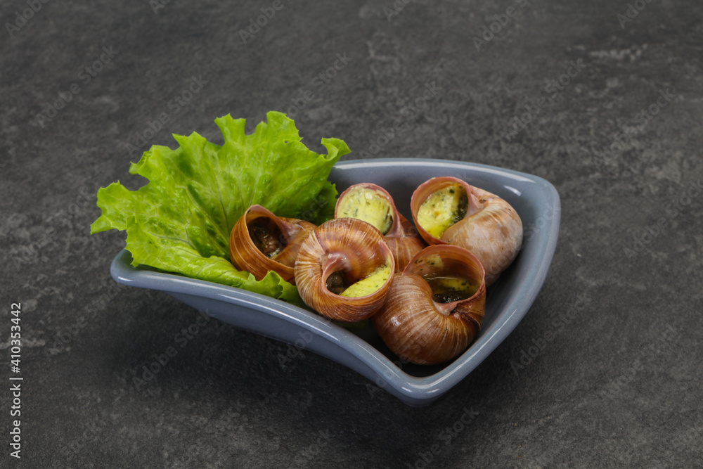 French cuisine - Escargot with sauce French cuisine - Escargot with sauce