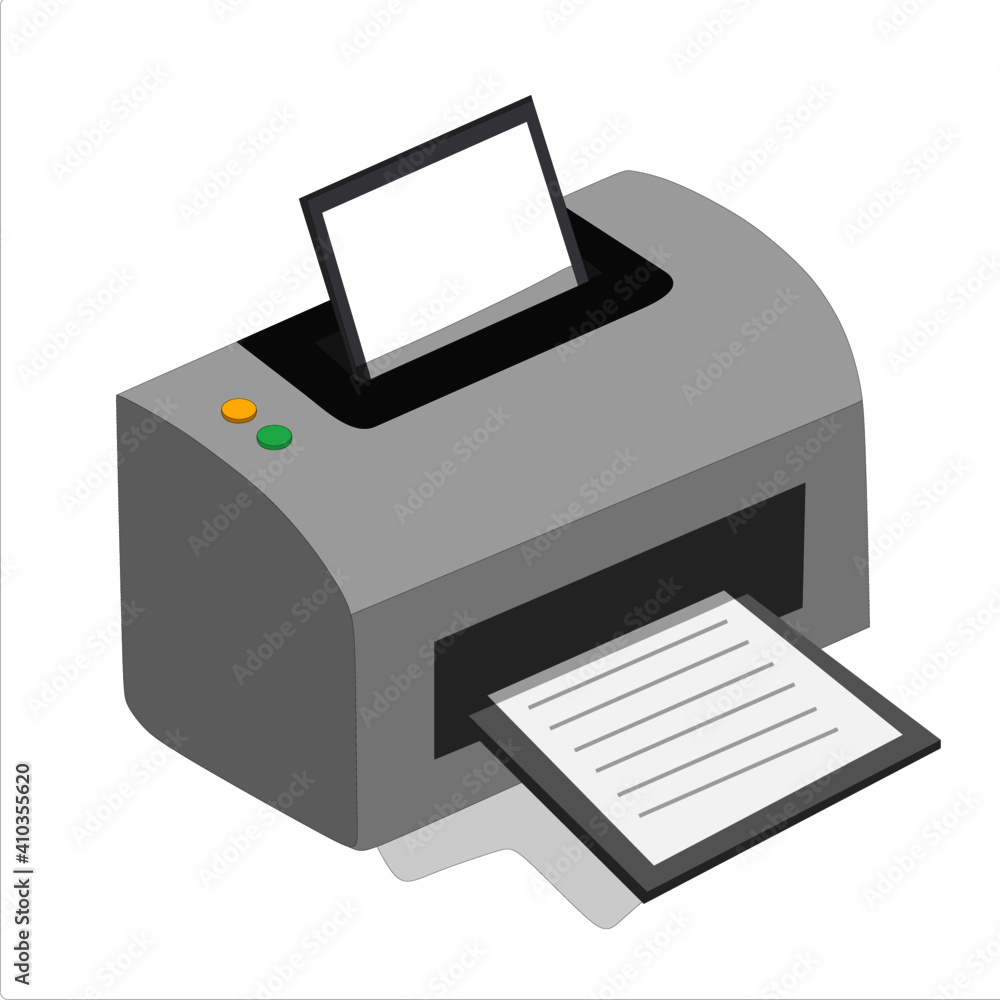 Vector illustration of a printer printing on paper