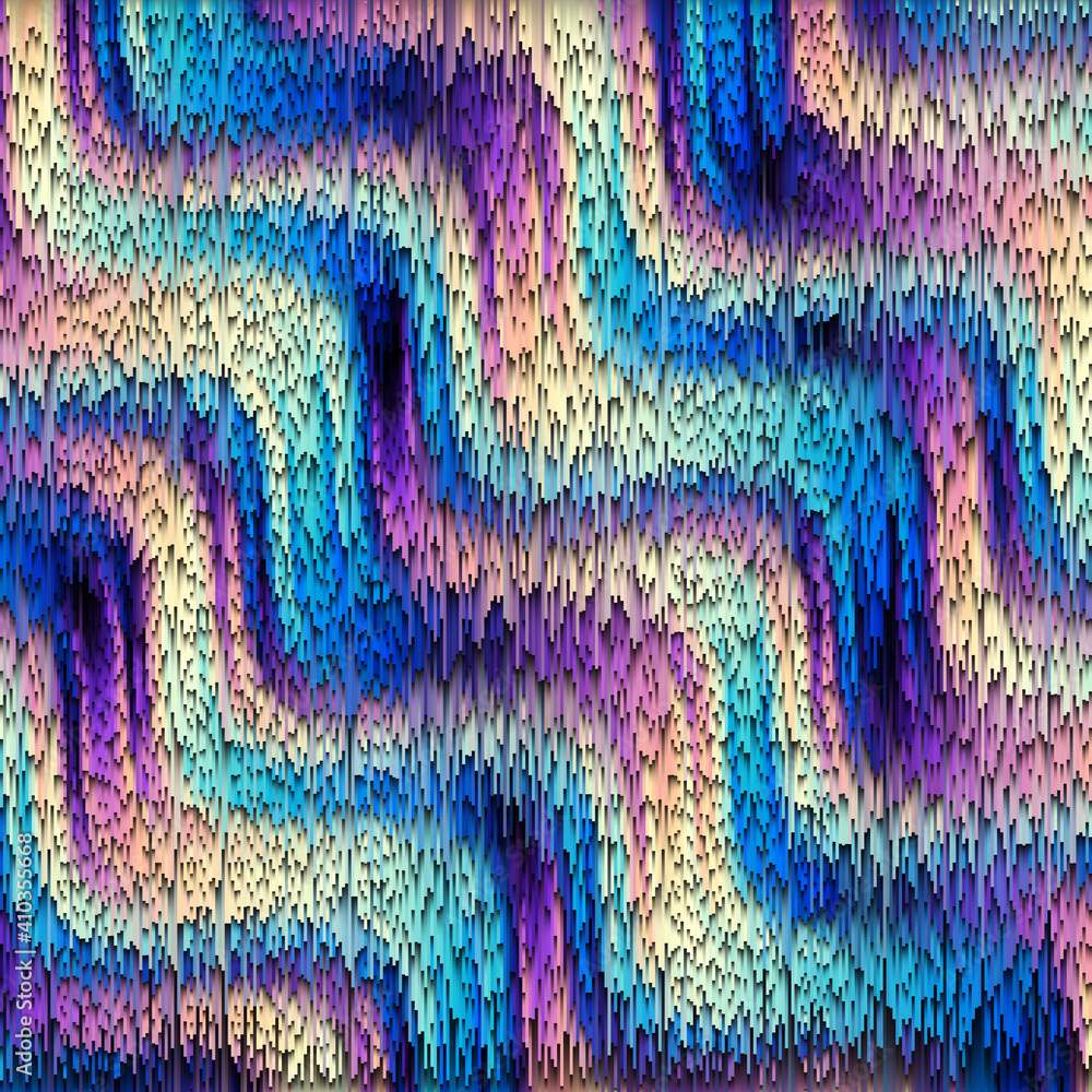 Abstract pattern with imitation of a grunge texture with thin lines. Pixel sorting style. Vector image.