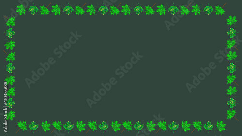 Leaves border. Spring frame in rectangle shape with abstract green foliage made with dots. Vector decorative background for your springtime design.