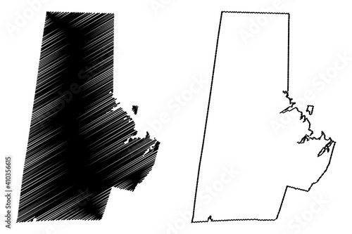 Durham County, North Carolina State (U.S. county, United States of America, USA, U.S., US) map vector illustration, scribble sketch Durham map photo