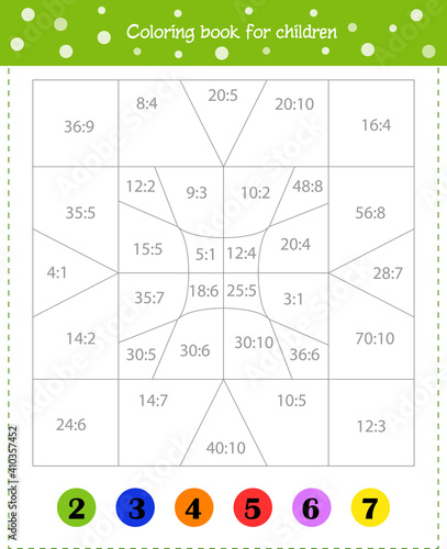  Mathematical coloring book for children. Securing an account. Division