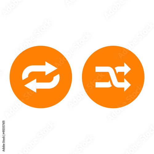 repeat icon, shuffle button, cross sign