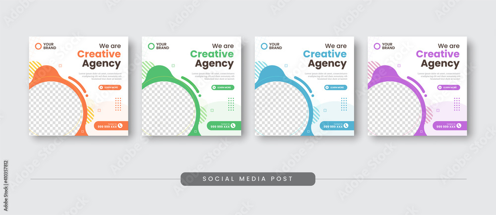 Creative agency social media post template - obrazy, fototapety, plakaty 