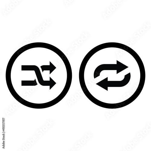 repeat icon, shuffle button, cross sign