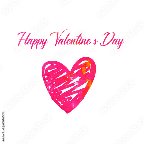 Wallpaper Mural Happy Valentines day card with hand drawn heart. Monotype art, texture, abstract acrylic painting. Greeting card for valentine isolated on white. Torontodigital.ca