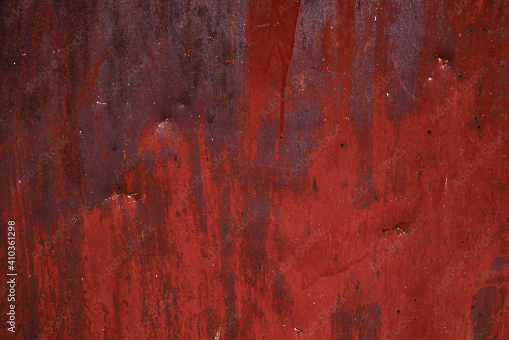 Rusty metal background. Red old and broken iron