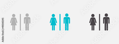 WC sign icon. Male and Female toilet. Flat design. Toilet sign symbol
