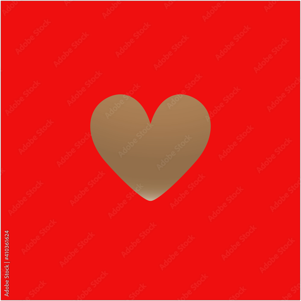 
Gold heart on a red background. Valentine's Day. Layout. Minimal design template for greeting card, poster, banner, cover, packaging