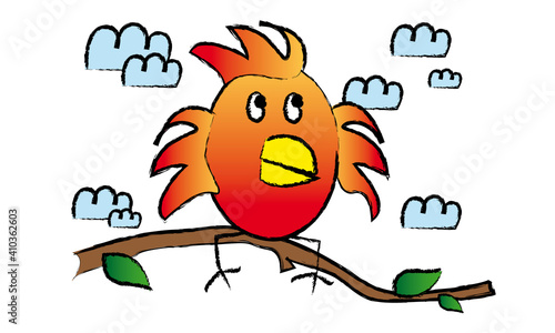 Vogel auf Ast im Himmel Tier Illustration