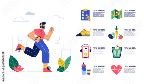 Run and jogging infographic for healthy lifestyle