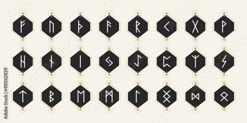 Hand drawn Runes set. Fortune telling and predicting the future. Trendy vector illustration.