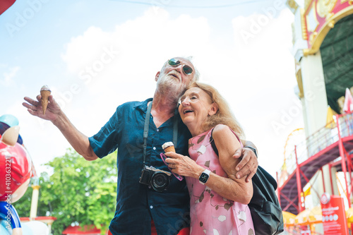 happy senior friend couples...