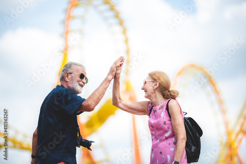 happy senior friend couples...