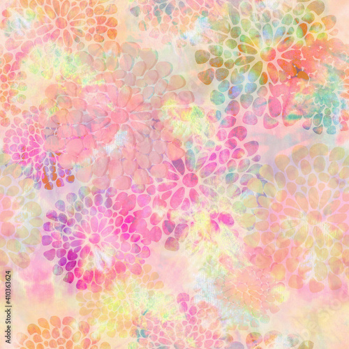 Abstract Floral Seamless Tie Dye Pattern