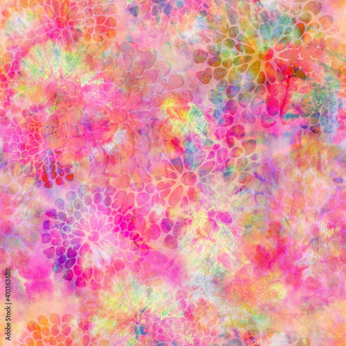 Abstract Floral Seamless Tie Dye Pattern © Veroniki