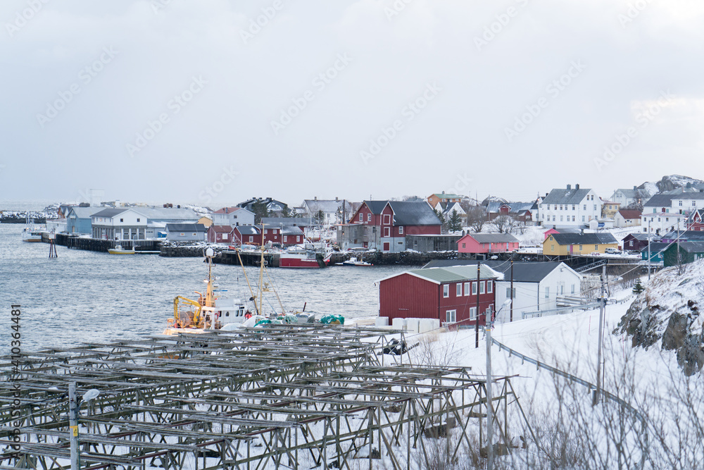 Beautiful northern Scandinavian Lofoten in winter