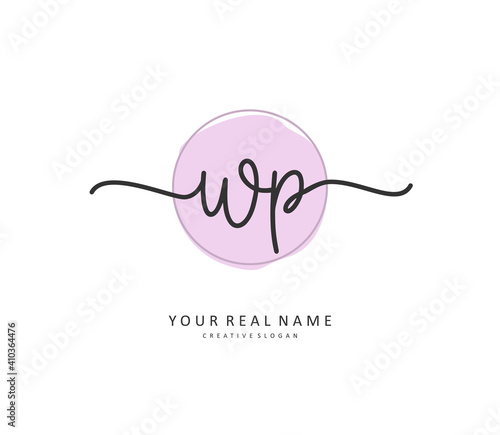 WP Initial letter handwriting and signature logo. A concept handwriting initial logo with template element.