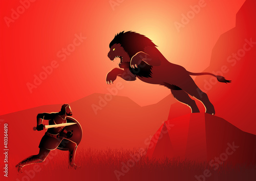 Heracles or Hercules fighting the Nemean lion
