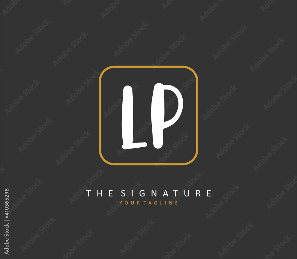 LP Initial letter handwriting and signature logo. A concept handwriting initial logo with template element.
