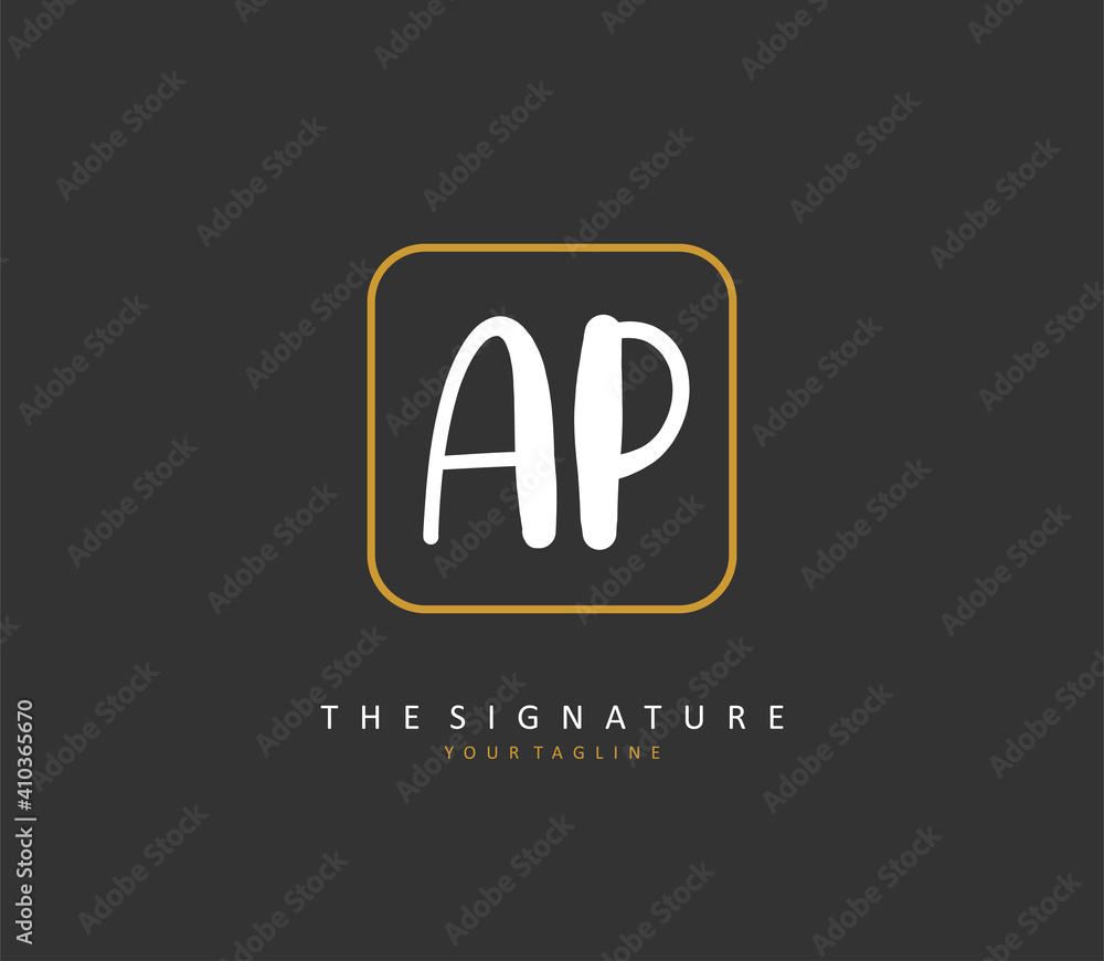 Obraz premium AP Initial letter handwriting and signature logo. A concept handwriting initial logo with template element.