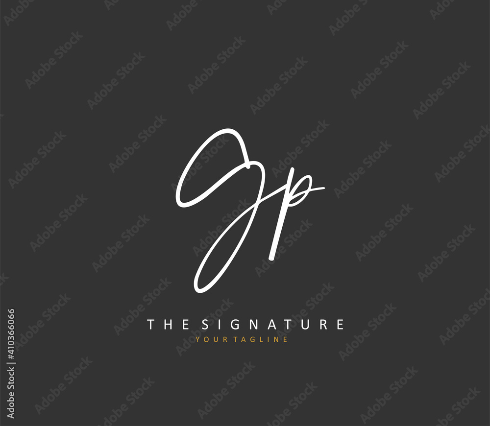 GP Initial letter handwriting and signature logo. A concept handwriting initial logo with template element.