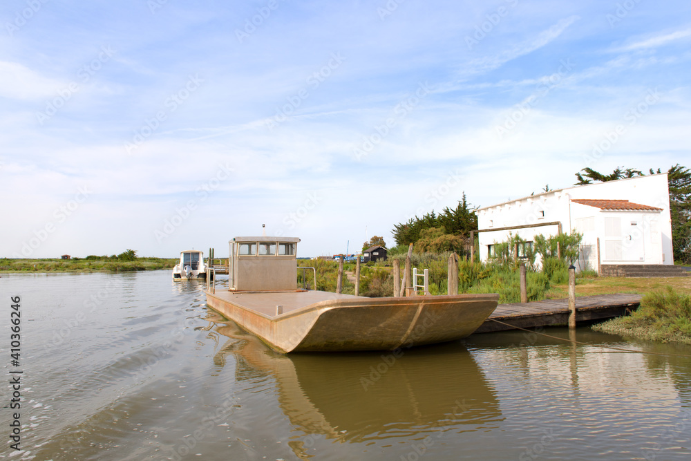 Fototapeta premium Landscape with Oyster boat
