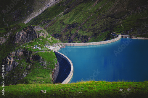 Beautiful view of dam At Mooserboden Lake in Austria