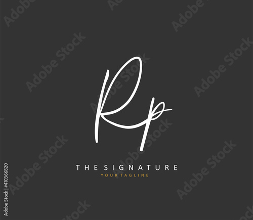 RP Initial letter handwriting and signature logo. A concept handwriting initial logo with template element.