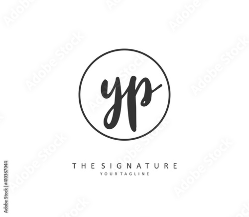 YP Initial letter handwriting and signature logo. A concept handwriting initial logo with template element.