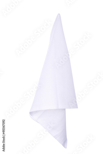 White kitchen towel  isolated on white background. Cooking and cleaning mock up for design.