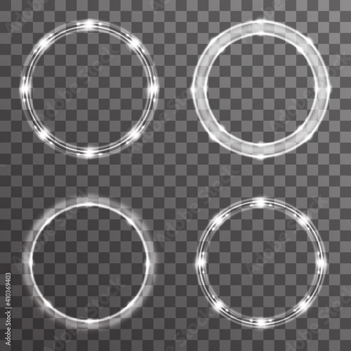 Illumination effect light ring glow bright electric special abstract flare set transparent background vector illustration