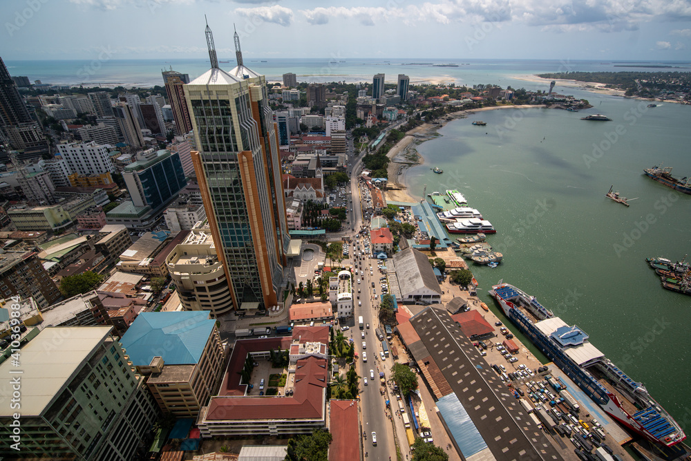Obraz premium Aerial view of Dar Es Salaam capital of Tanzania in Africa