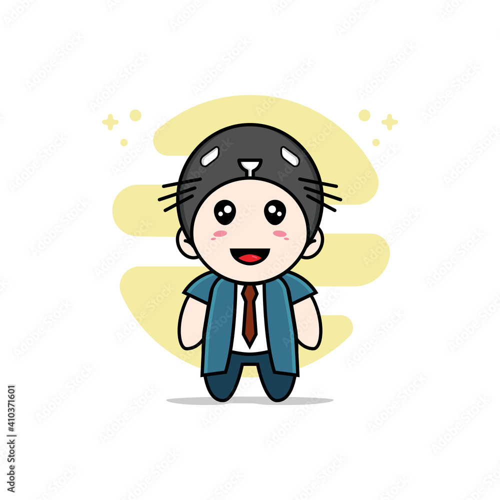 Cute businessman character wearing seals costume. Cute businessman character wearing seals costume.