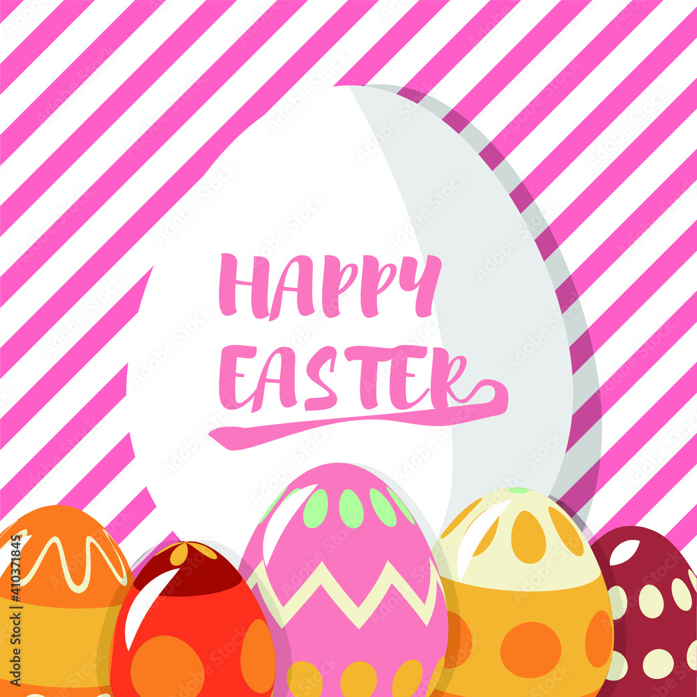 Vector cute poster for Easter Egg holiday, easter hunt with colored eggs. Vector illustration for holiday flyers, banner, frame, header, greeting card. Design elements Vector cute poster for Easter Egg holiday, easter hunt with colored eggs. Vector illustration for holiday flyers, banner, frame, header, greeting card. Design elements