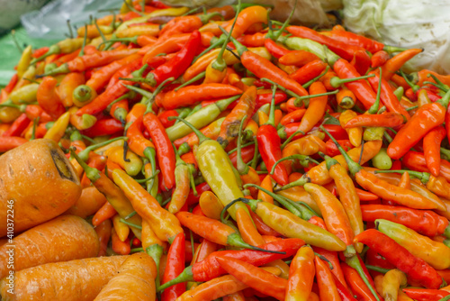 details of chilli pepper on the grocery 