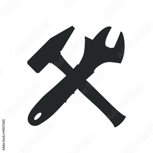 Wrench and hammer icon isol...