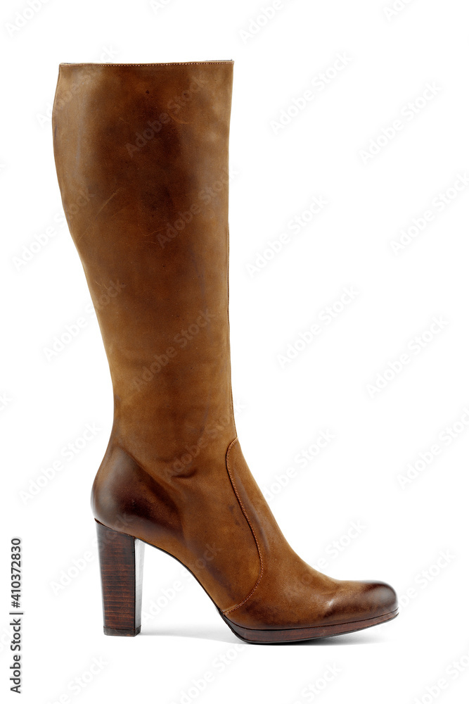 brown suede high boot isolated brown suede high boot isolated