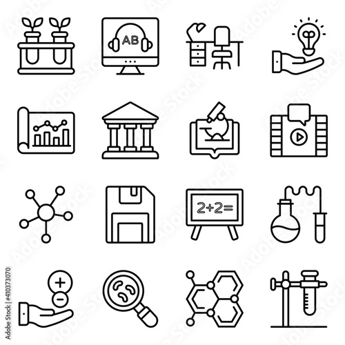 Pack of Science Education Linear Icons 