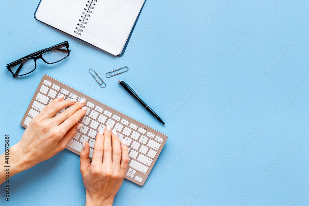 High angle view of workplace with empty space for text High angle view of workplace with empty space for text