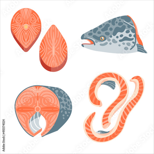 Salmon parts and bellies