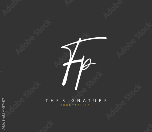 FP Initial letter handwriting and signature logo. A concept handwriting initial logo with template element.
