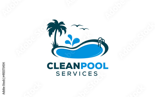 swimming pool maintenance and cleaning logo