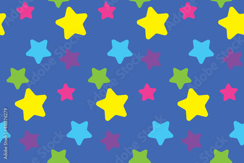 Seamless pattern with stars. Colorful background. Simple creative print for clothes, web, greeting cards, gift wrap and design. Gray, yellow, blue, purple, pink and green colors