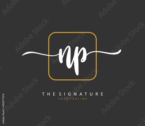 NP Initial letter handwriting and signature logo. A concept handwriting initial logo with template element.
