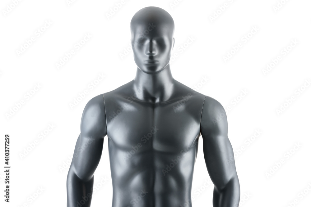 Male gray athletic mannequin doll or store display dummy isolated. Male gray athletic mannequin doll or store display dummy isolated.