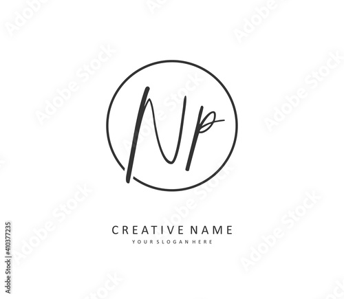 NP Initial letter handwriting and signature logo. A concept handwriting initial logo with template element.